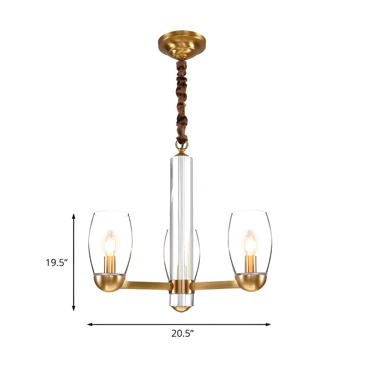 Contemporary Gold Clear Glass Cylinder Chandelier Image - 10