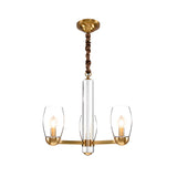 Contemporary Gold Clear Glass Cylinder Chandelier Image - 7