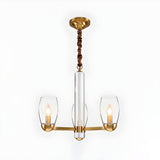 Contemporary Gold Clear Glass Cylinder Chandelier Image - 8