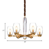 Contemporary Gold Clear Glass Cylinder Chandelier #size