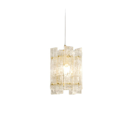 Contemporary Gold Clear Glass Cylinder Panel Pendant Light Image - 2