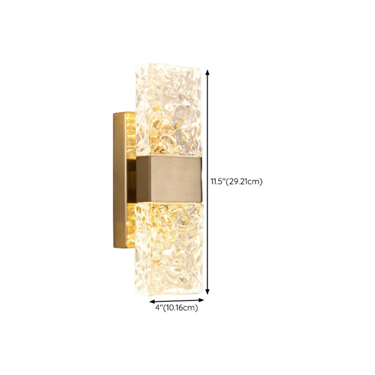 Contemporary Gold Crystal Rectangular Wall Sconce 