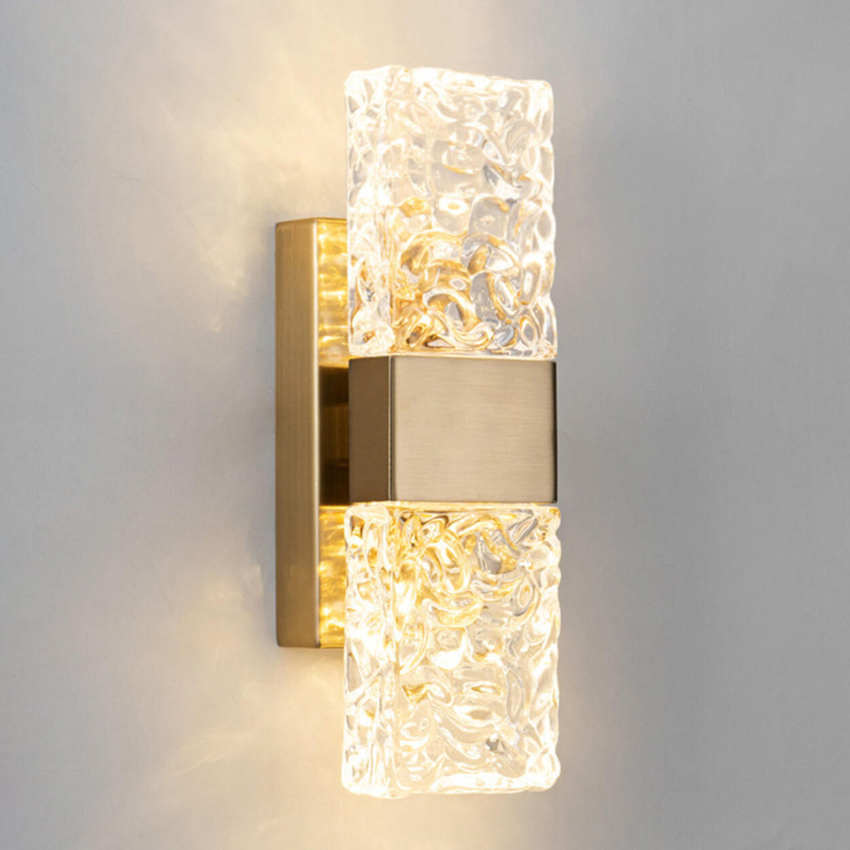 Contemporary Gold Crystal Rectangular Wall Sconce Image - 3