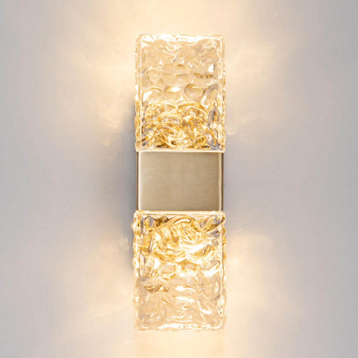 Contemporary Gold Crystal Rectangular Wall Sconce Image - 9