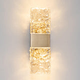 Contemporary Gold Crystal Rectangular Wall Sconce Image - 9