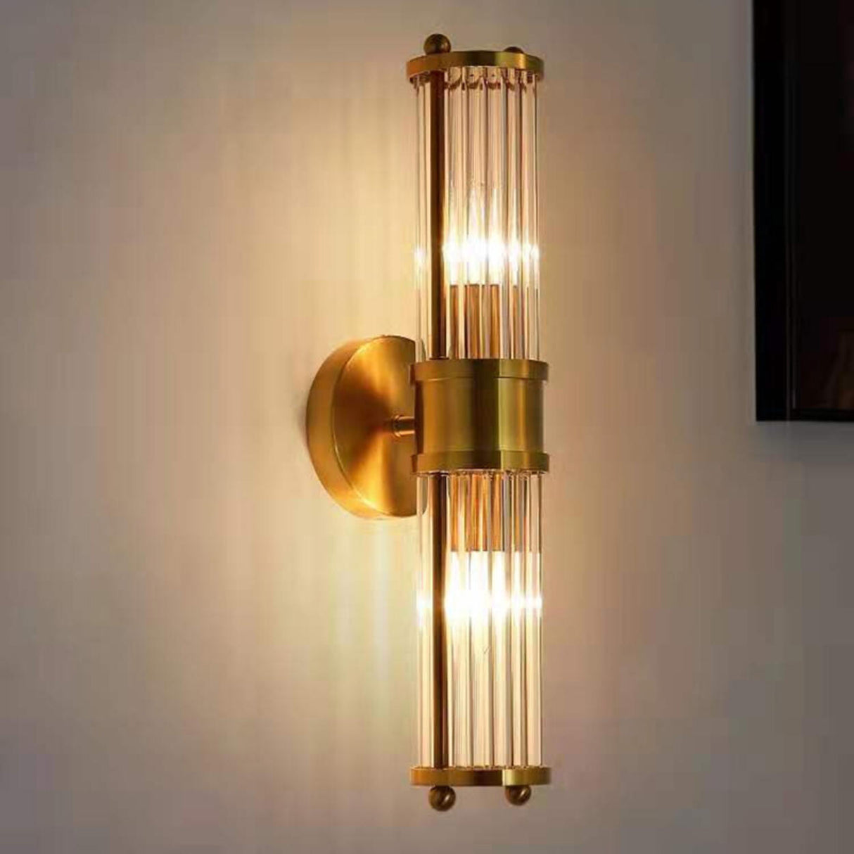 Contemporary Gold Cylinder Metal Vanity Light Image - 2