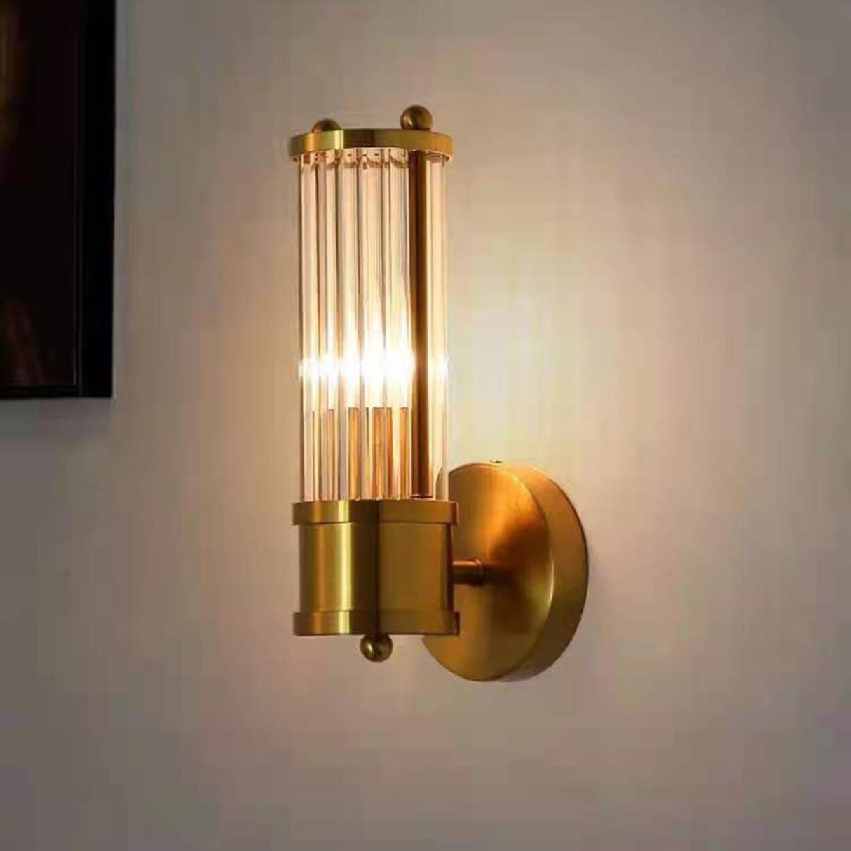 Contemporary Gold Cylinder Metal Vanity Light Image - 3