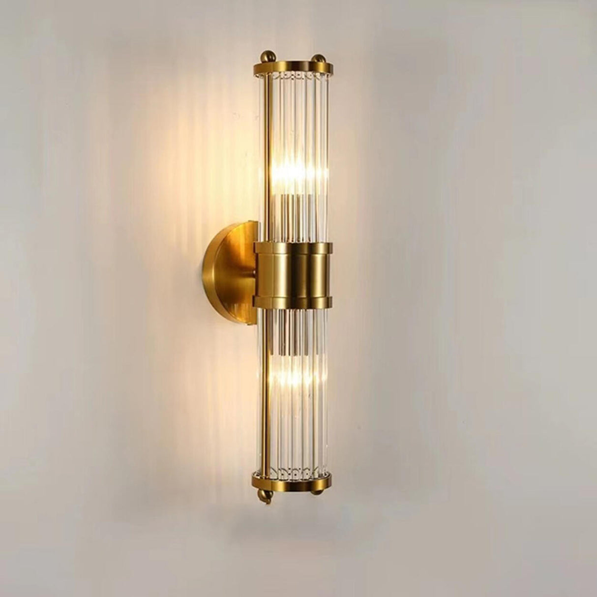 Contemporary Gold Cylinder Metal Vanity Light Image - 7