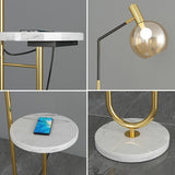 Contemporary Gold Globe Floor Lamp with Marble Storage Image - 6