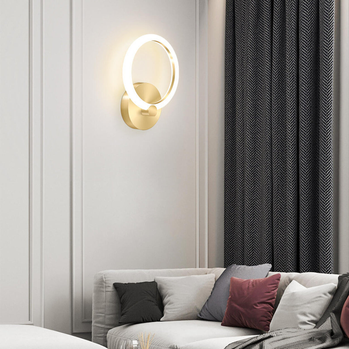 Contemporary Gold LED Ring Metal Wall Sconces Image - 1