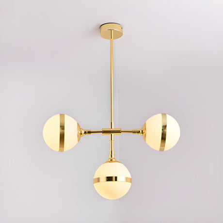 Contemporary Gold Milk Glass Globe Chandelier Dining Room Image - 2