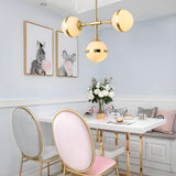 Contemporary Gold Milk Glass Globe Chandelier Dining Room Image - 3