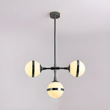 Contemporary Gold Milk Glass Globe Chandelier Dining Room Image - 7