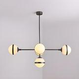 Contemporary Gold Milk Glass Globe Chandelier Dining Room Image - 9