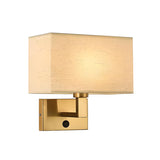 Contemporary Gold Rectangular Fabric Wall Sconce Image - 12