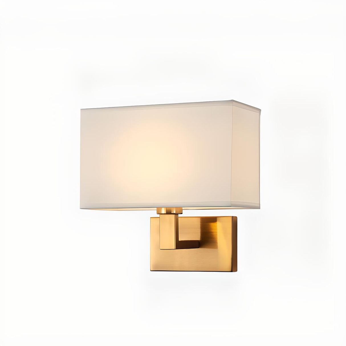 Contemporary Gold Rectangular Fabric Wall Sconce Image - 15