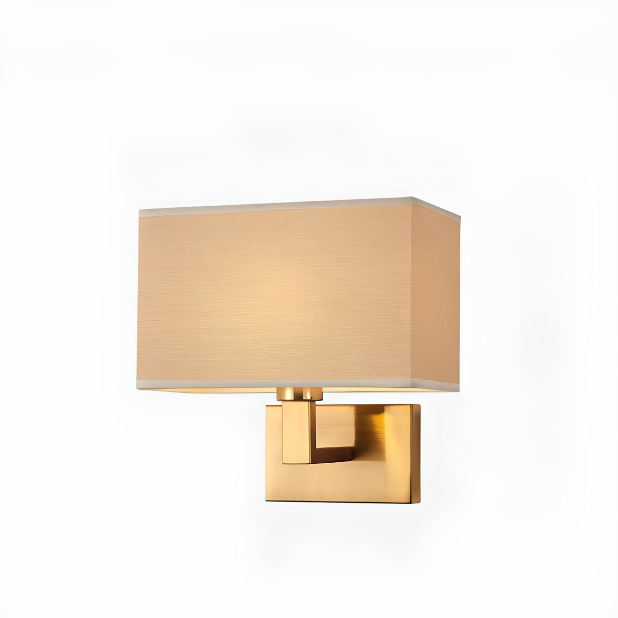 Contemporary Gold Rectangular Fabric Wall Sconce Image - 17