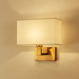 Contemporary Gold Rectangular Fabric Wall Sconce Image - 18