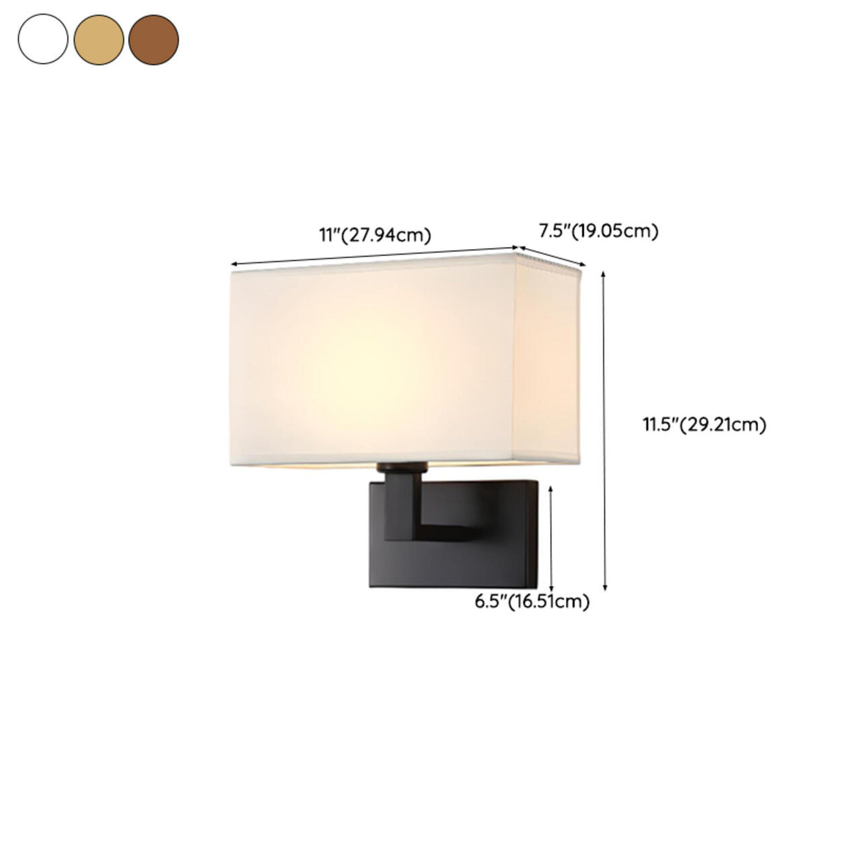 Contemporary Gold Rectangular Fabric Wall Sconce 