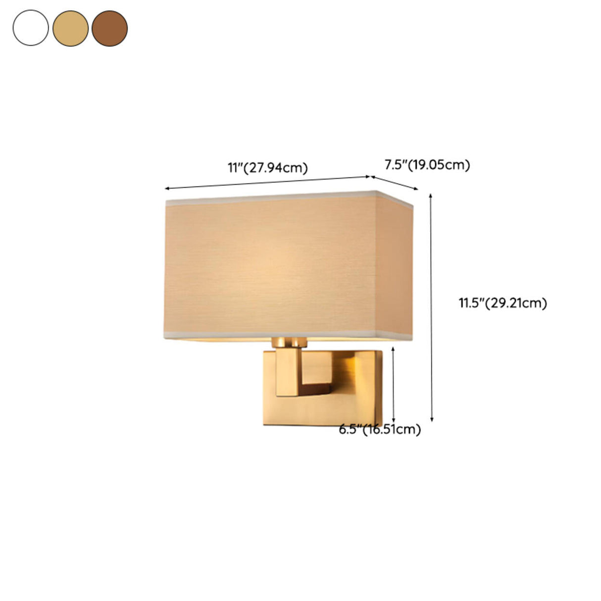 Contemporary Gold Rectangular Fabric Wall Sconce Image - 24