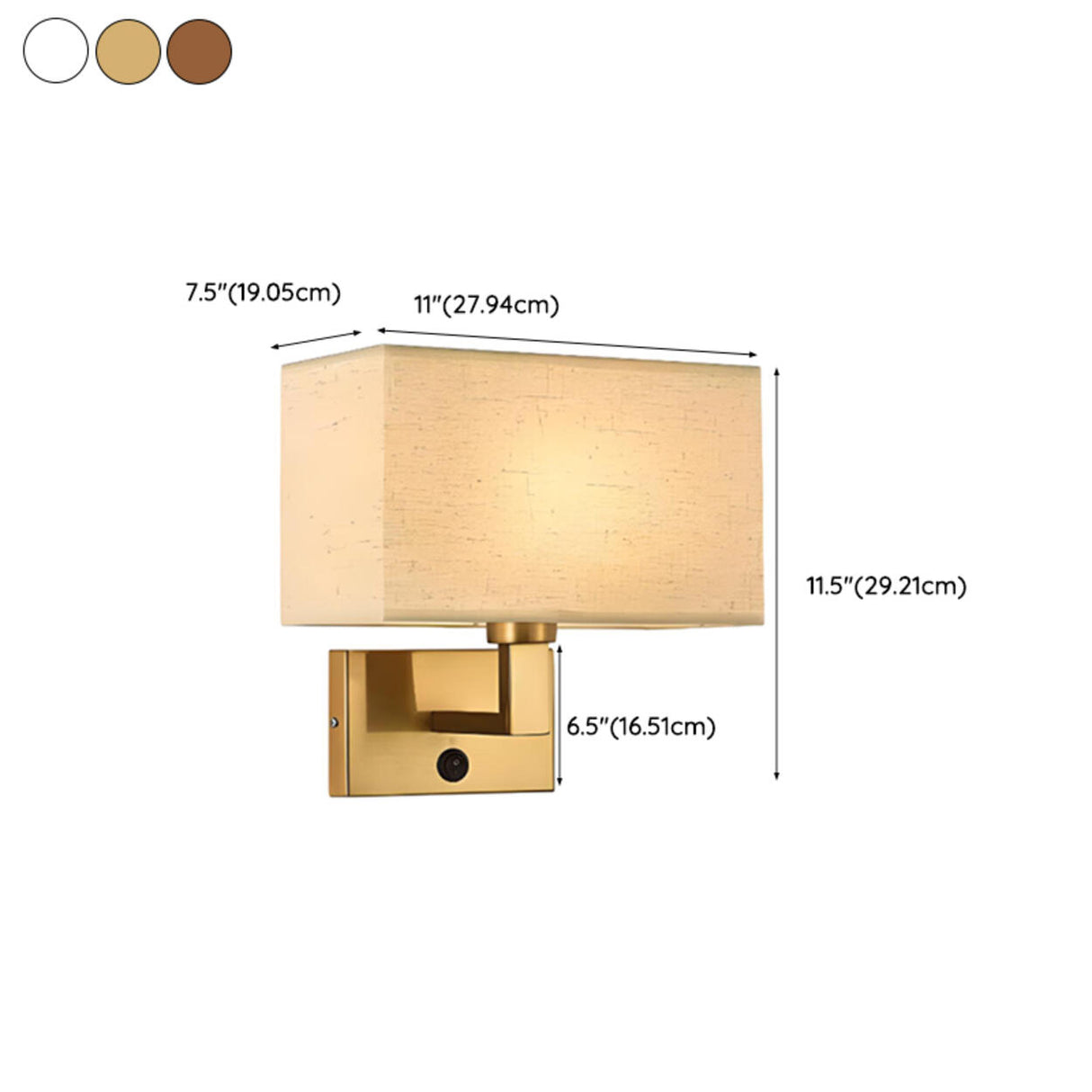 Contemporary Gold Rectangular Fabric Wall Sconce Image - 25