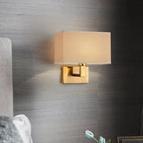 Contemporary Gold Rectangular Fabric Wall Sconce Image - 3