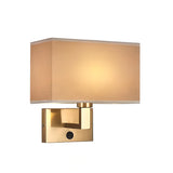 Contemporary Gold Rectangular Fabric Wall Sconce Image - 7