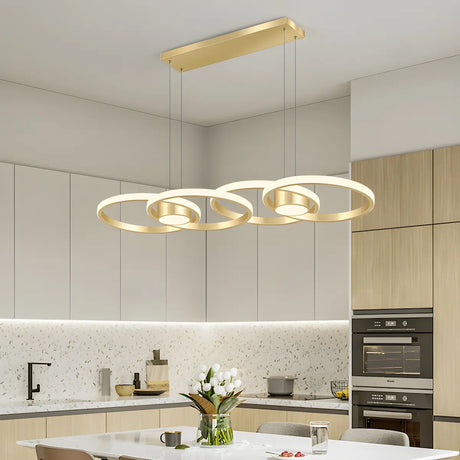 Contemporary Gold Ring Metal LED Dining Room Pendant Light Image - 1