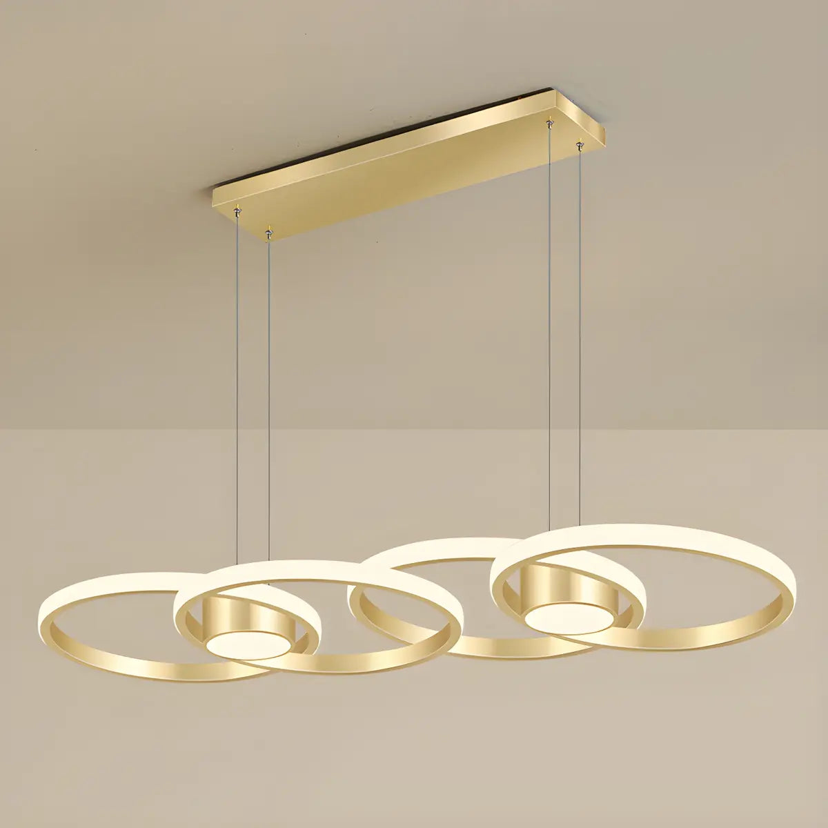 Contemporary Gold Ring Metal LED Dining Room Pendant Light Image - 14