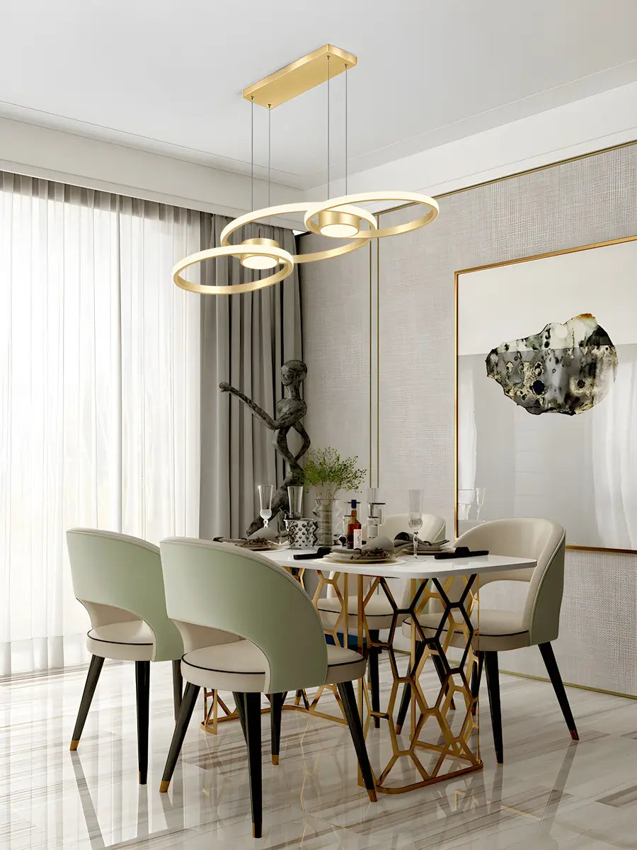 Contemporary Gold Ring Metal LED Dining Room Pendant Light Image - 22