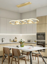 Contemporary Gold Ring Metal LED Dining Room Pendant Light Image - 24