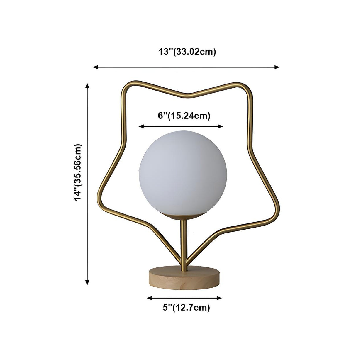 Contemporary Gold Star Frame Globe Glass Table Lamp 