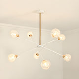 Contemporary Gold White Metal Glass Globe Chandelier Image - 11