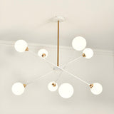 Contemporary Gold White Metal Glass Globe Chandelier Image - 2