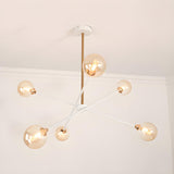 Contemporary Gold White Metal Glass Globe Chandelier Image - 4