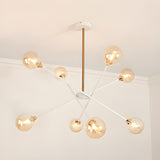 Contemporary Gold White Metal Glass Globe Chandelier Image - 5