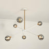 Contemporary Gold White Metal Glass Globe Chandelier Image - 6