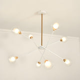 Contemporary Gold White Metal Glass Globe Chandelier Image - 9