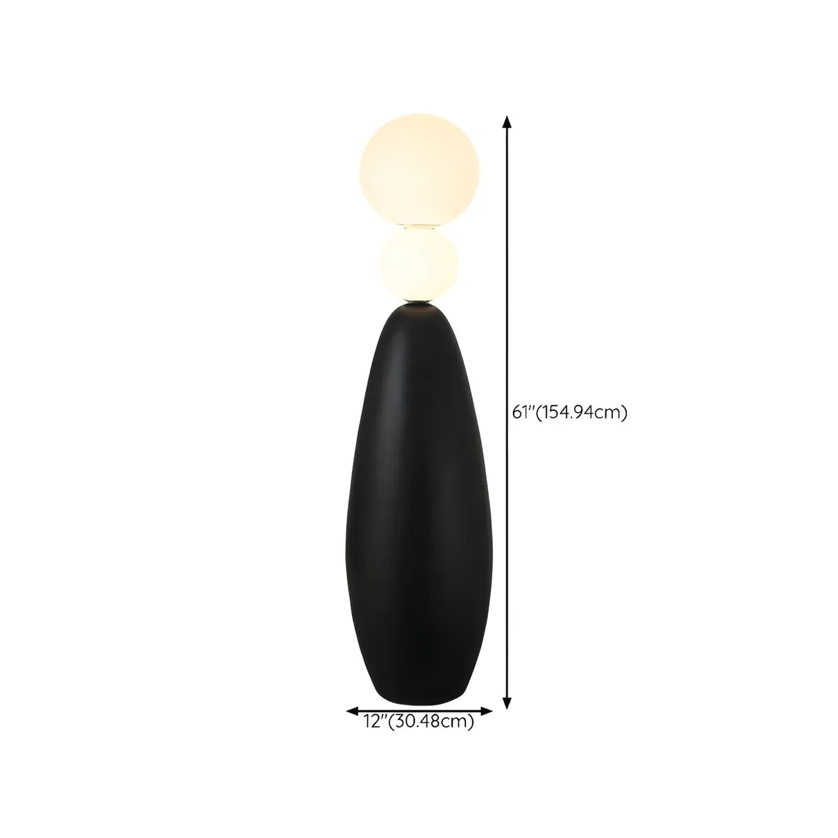 Contemporary Gourd Black Sculptural Resin Floor Lamp 