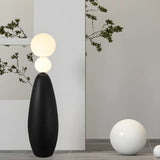 Contemporary Gourd Black Sculptural Resin Floor Lamp Image - 2