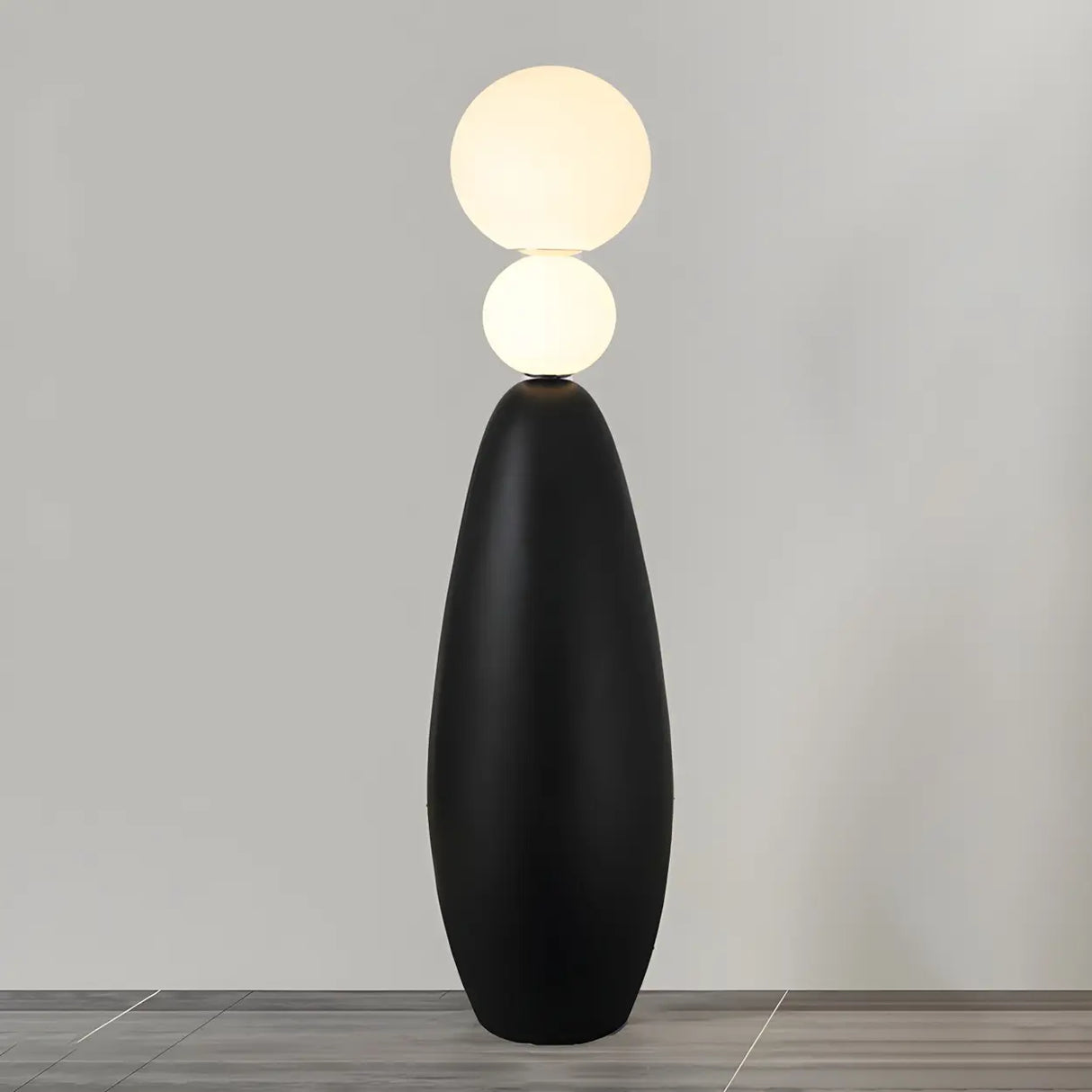 Contemporary Gourd Black Sculptural Resin Floor Lamp Image - 6