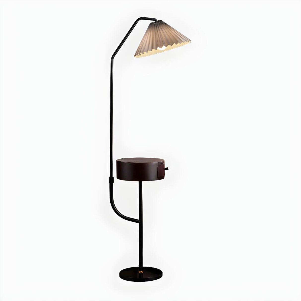 Contemporary Gray Cone Metal Floor Lamp with Storage Image - 4