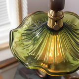 Contemporary Green Clear Glass Flower Pendant Light Image - 9