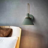 Contemporary Green Cone Brass Vanity Wall Light Image - 1