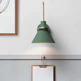 Contemporary Green Cone Brass Vanity Wall Light Image - 17