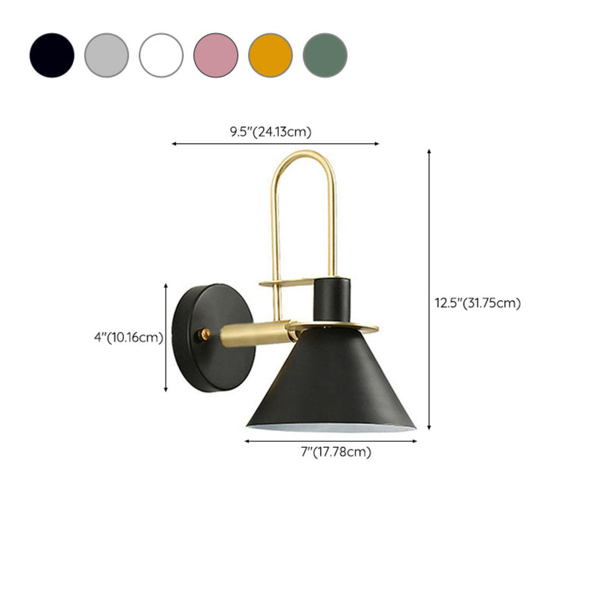 Contemporary Green Cone Brass Vanity Wall Light 