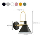 Contemporary Green Cone Brass Vanity Wall Light #size