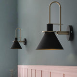 Contemporary Green Cone Brass Vanity Wall Light Image - 4