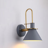 Contemporary Green Cone Brass Vanity Wall Light Image - 7