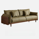 Contemporary Green Nappa Leather Wooden Frame Sofa Image - 6